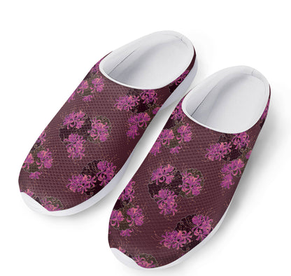 Purple Japanese Amaryllis Pattern Print Mesh Casual Shoes