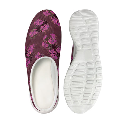 Purple Japanese Amaryllis Pattern Print Mesh Casual Shoes