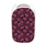 Purple Japanese Amaryllis Pattern Print Mesh Laundry Hamper