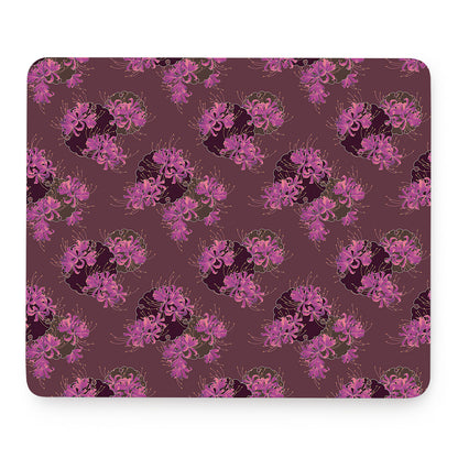 Purple Japanese Amaryllis Pattern Print Mouse Pad