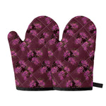Purple Japanese Amaryllis Pattern Print Oven Mitts