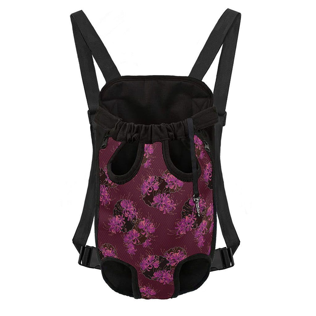 Purple Japanese Amaryllis Pattern Print Pet Carrier Backpack