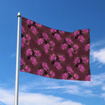 Purple Japanese Amaryllis Pattern Print Polyester Flag