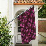 Purple Japanese Amaryllis Pattern Print Polyester Flag