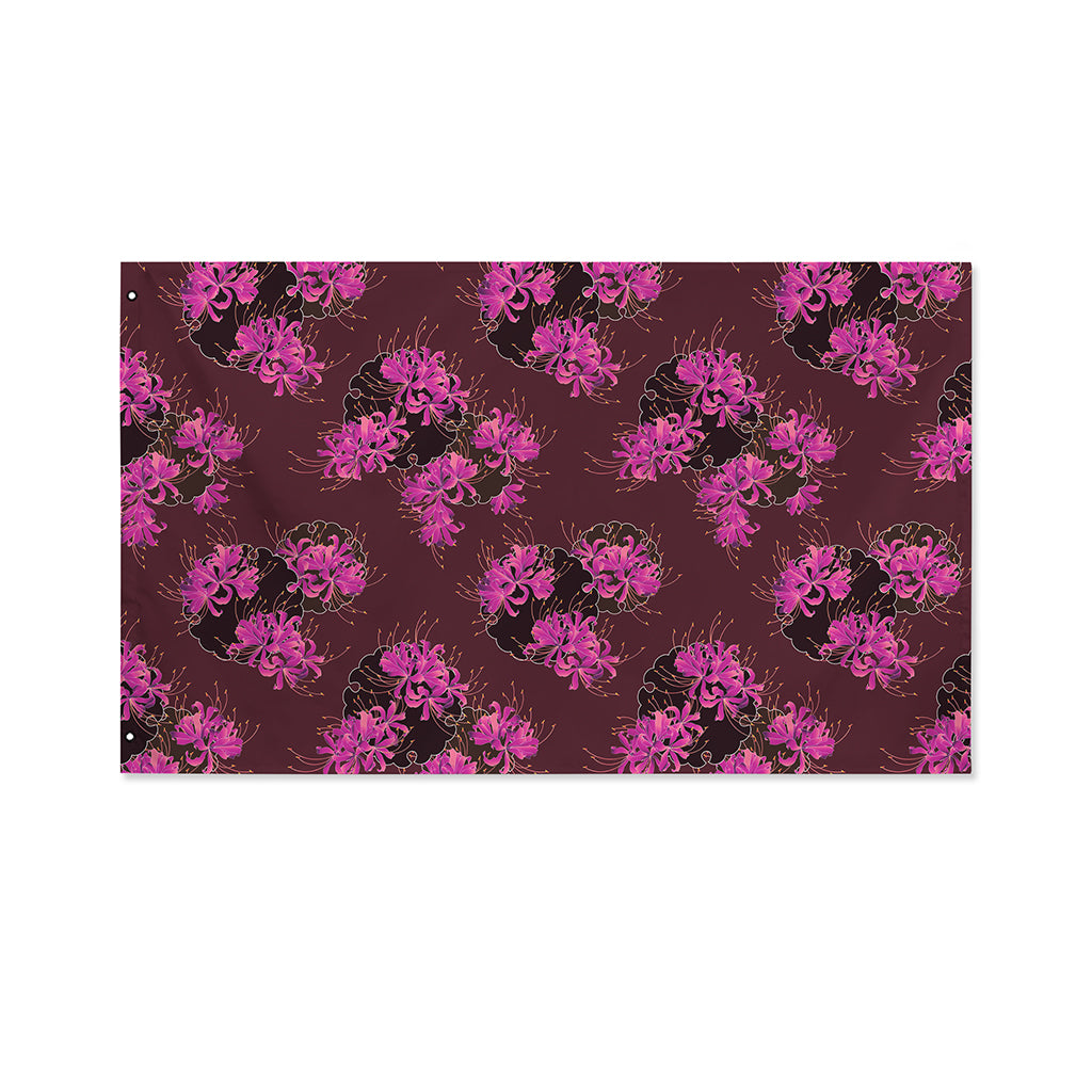 Purple Japanese Amaryllis Pattern Print Polyester Flag