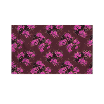 Purple Japanese Amaryllis Pattern Print Polyester Flag