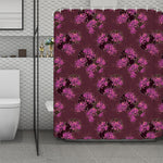 Purple Japanese Amaryllis Pattern Print Polyester Shower Curtain