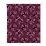 Purple Japanese Amaryllis Pattern Print Polyester Shower Curtain