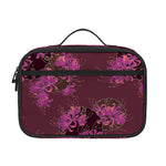 Purple Japanese Amaryllis Pattern Print Portable Lunch Bag