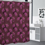 Purple Japanese Amaryllis Pattern Print Premium Shower Curtain