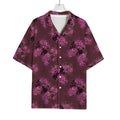 Purple Japanese Amaryllis Pattern Print Rayon Hawaiian Shirt