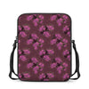 Purple Japanese Amaryllis Pattern Print Rectangular Crossbody Bag