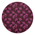 Purple Japanese Amaryllis Pattern Print Round Blanket