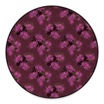 Purple Japanese Amaryllis Pattern Print Round Floor Mat