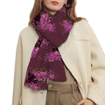 Purple Japanese Amaryllis Pattern Print Scarf
