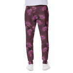 Purple Japanese Amaryllis Pattern Print Scuba Joggers