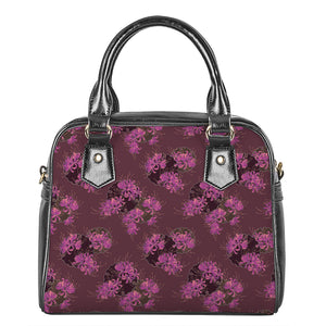 Purple Japanese Amaryllis Pattern Print Shoulder Handbag