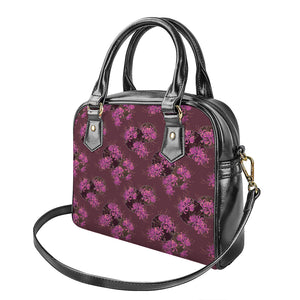 Purple Japanese Amaryllis Pattern Print Shoulder Handbag