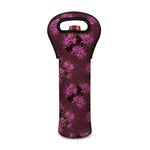 Purple Japanese Amaryllis Pattern Print Single Neoprene Wine Tote
