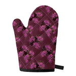 Purple Japanese Amaryllis Pattern Print Single Oven Mitt