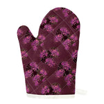 Purple Japanese Amaryllis Pattern Print Single Oven Mitt