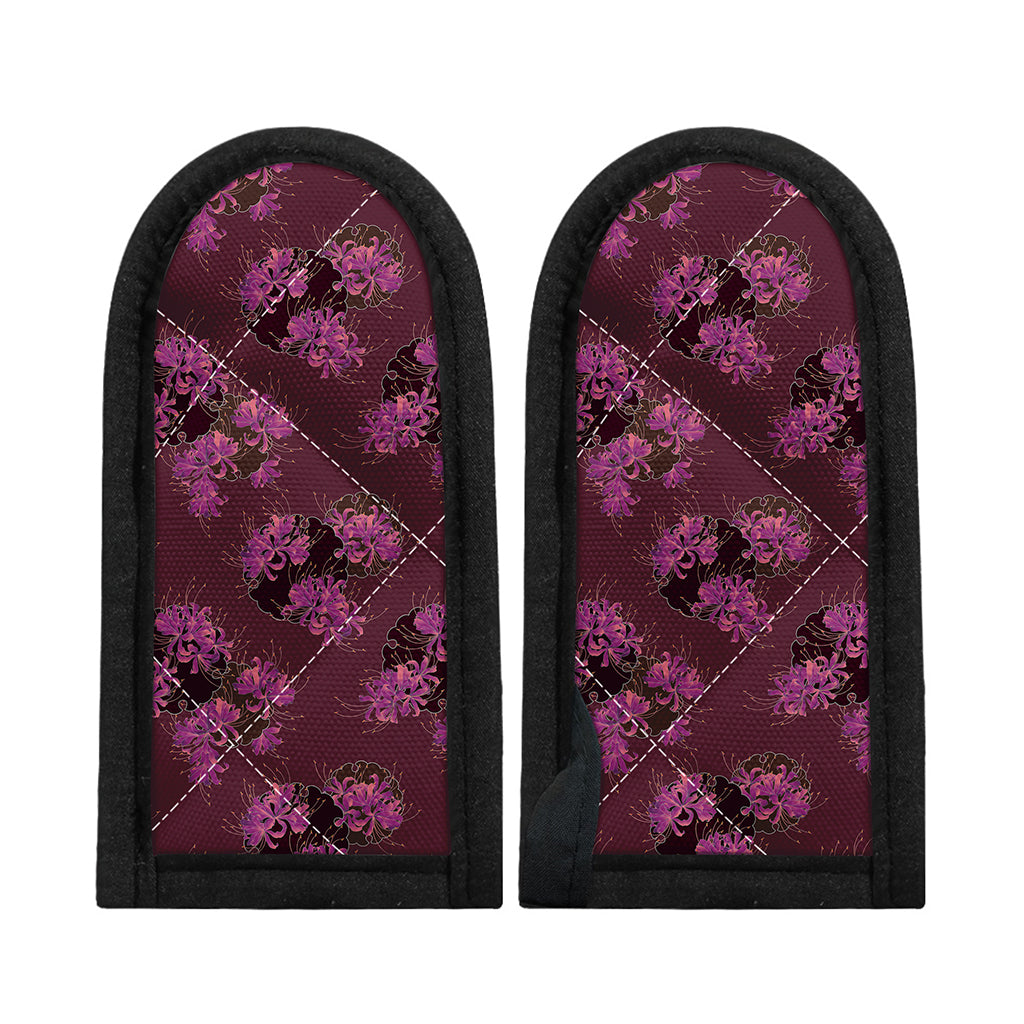 Purple Japanese Amaryllis Pattern Print Skillet Handle Cover