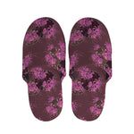 Purple Japanese Amaryllis Pattern Print Slippers