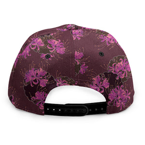 Purple Japanese Amaryllis Pattern Print Snapback Cap