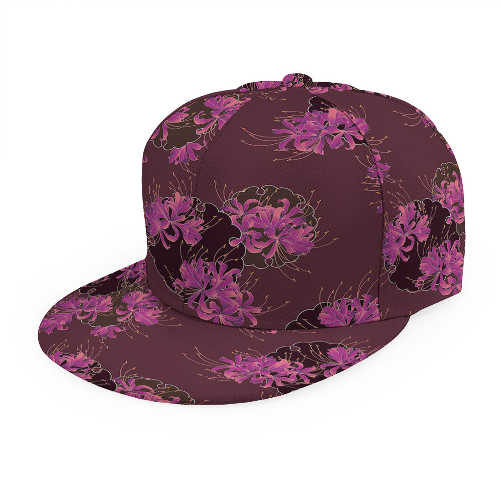 Purple Japanese Amaryllis Pattern Print Snapback Cap