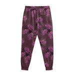 Purple Japanese Amaryllis Pattern Print Sweatpants