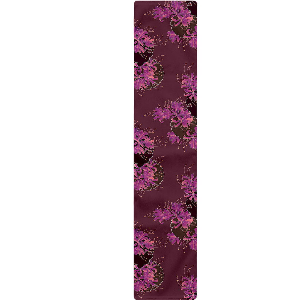 Purple Japanese Amaryllis Pattern Print Table Runner