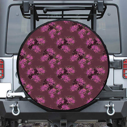 Purple Japanese Amaryllis Pattern Print Tire Cover