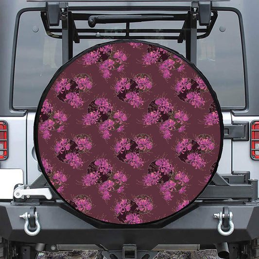 Purple Japanese Amaryllis Pattern Print Tire Cover