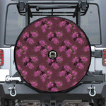Purple Japanese Amaryllis Pattern Print Tire Cover With Camera Hole
