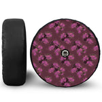 Purple Japanese Amaryllis Pattern Print Tire Cover With Camera Hole