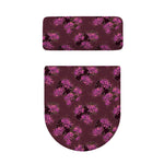 Purple Japanese Amaryllis Pattern Print Toilet Lid And Tank Cover Set