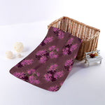 Purple Japanese Amaryllis Pattern Print Towel