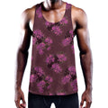 Purple Japanese Amaryllis Pattern Print Men's Workout Tank Top