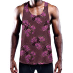Purple Japanese Amaryllis Pattern Print Training Tank Top