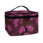 Purple Japanese Amaryllis Pattern Print Travel Makeup Bag
