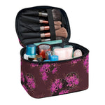 Purple Japanese Amaryllis Pattern Print Travel Makeup Bag