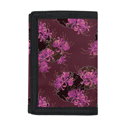 Purple Japanese Amaryllis Pattern Print Trifold Wallet
