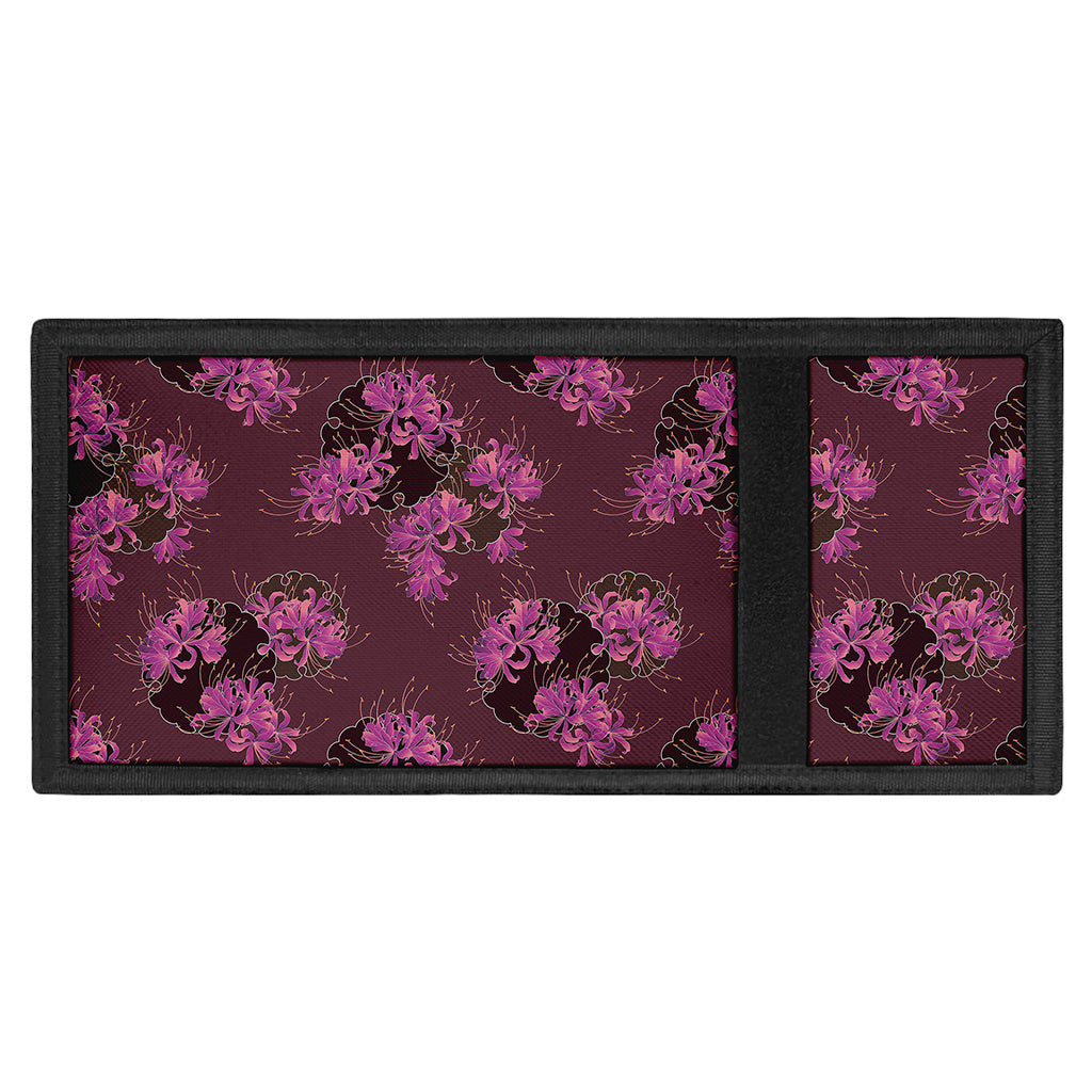 Purple Japanese Amaryllis Pattern Print Trifold Wallet