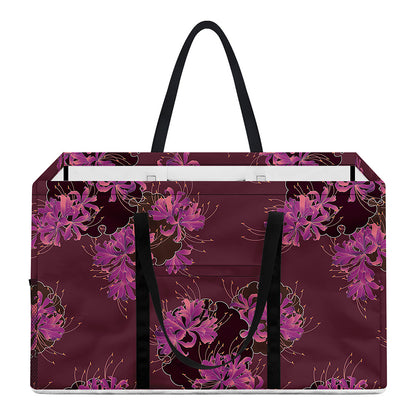Purple Japanese Amaryllis Pattern Print Utility Tote Bag