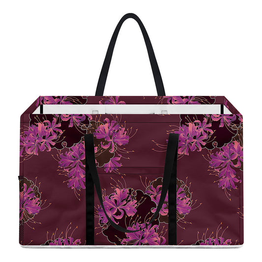 Purple Japanese Amaryllis Pattern Print Utility Tote Bag