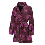 Purple Japanese Amaryllis Pattern Print Women's Bathrobe