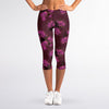 Purple Japanese Amaryllis Pattern Print Women's Capri Leggings