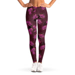 Purple Japanese Amaryllis Pattern Print Women's Leggings