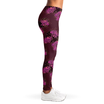 Purple Japanese Amaryllis Pattern Print Women's Leggings