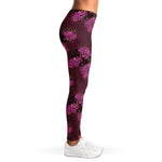 Purple Japanese Amaryllis Pattern Print Women's Leggings